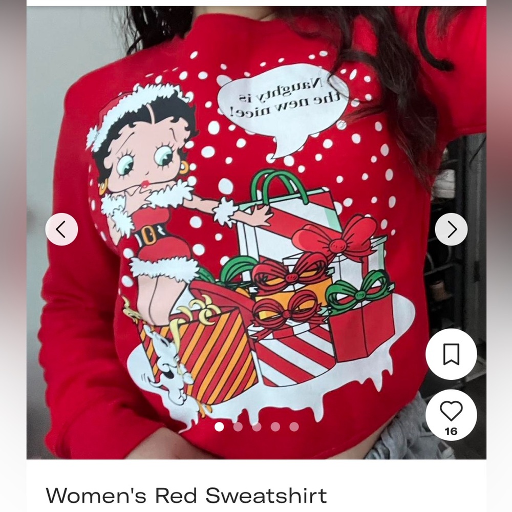 Brand NWT Christmas red Betty Boop festive sweatshirt!!